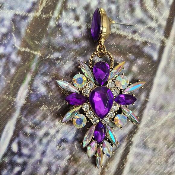 8 Other Reasons Burst Earrings in Pink Purple Multi Crystals - Picture 4 of 5